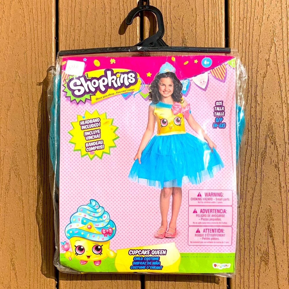 SHOPKINS “CUPCAKE QUEEN” COSTUME & HEADBAND SZ4-6X